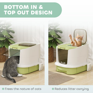 Enclosed Cat Litter Box with Lid, Scoop, Top Entry, Deodorization Bags, Drawer Type Cat Litter Tray – view 5