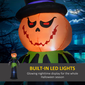 9ft Inflatable Halloween Decoration Pumpkin Ghost with Pumpkins, Blow-Up Outdoor LED Display for Lawn, Garden, Party