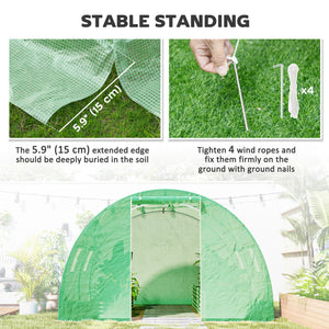 Walk-In Tunnel Greenhouse, Plant Hot House with 4 Windows and Zipper Door, 10' x 10' x 7' , Green