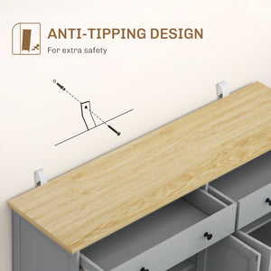 Modern Sideboard, Buffet Cabinet with Storage Drawers, Adjustable Shelves for Living Room, Dining Room, Entryway, Grey