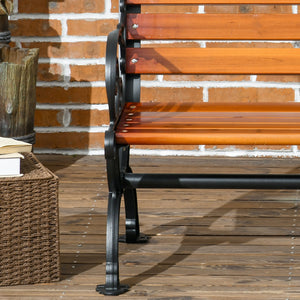 47 Inch Outdoor Garden Bench, Patio Loveseat with Unique Armrests, Slatted Seat Back, 528 lbs. Capacity, Teak Colour