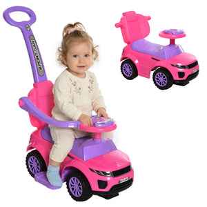 Aosom 3 in 1 Kid Ride on Push Car, Toddlers Sliding Walking Car, with Horn, Music, Light, Parent Control Handle, Secure Bar, Under Seat Storage, for Boy Girl 18-36 Months