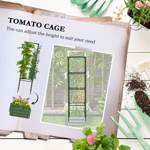 Galvanized Planter Box, Outdoor Raised Garden Bed with 3-Tier Trellis Tomato Cage for Climbing Vines – view 24