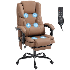 Office Chair with Massage, Pet-Friendly Faux Leather Reclining Desk Chair with Lumbar Support, Footrest – view 8