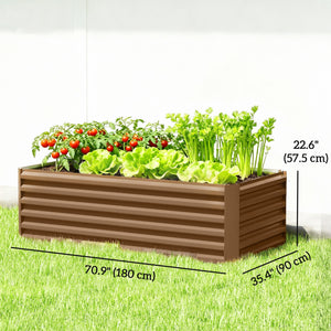 6' x 3' x 2' Raised Garden Bed, Galvanized Planter Box for Growing Flowers, Herbs and Vegetables, Brown – view 2