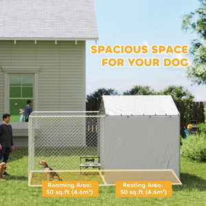 Galvanized Steel Dog Kennel Outdoor with Waterproof & UV-Resistant Cover for Large Dogs, 13.1' x 7.5' x 7.5' – view 3
