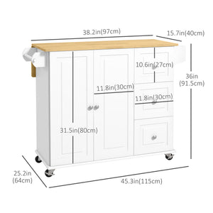 Kitchen Island on Wheels, Kitchen Cart with Drop Leaf, Drawers, Grey – view 16