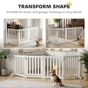 23.5"H Foldable Dog Gate with Door, 4 Panels Freestanding Pet Gate Barriers Indoor with Support Feet – view 7