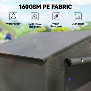 8' x 6' Portable Shed, Waterproof Bike Tent with Roll-up Zipper Door, Vent and Galvanised Metal Frame, Dark Grey