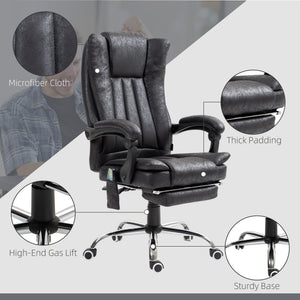 Office Chair 6-point Vibration Massage Chair Micro Fiber Recliner with Retractable Footrest Black – view 6