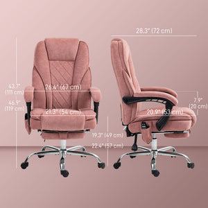 Massage Office Chair, Reclining Computer Chair with Adjustable Height and Footrest, Pink