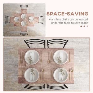 5 Piece Dining Table Set for 4, Space Saving Kitchen Table and 4 Chairs, Rectangle, Steel Frame for Dining Room, Oak
