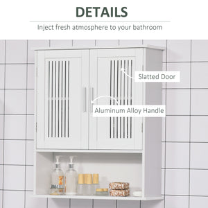 Modern Wall Mount Bathroom Cabinet, Storage Organizer with 2 Door Cabinet and Shelf, White – view 5