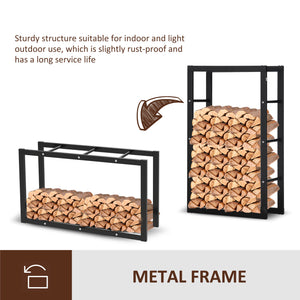 15.7" x 9.8" x 39.4" Firewood Rack Outdoor, Log Holder Fireplace Storage Rack with Handles and 220 lbs. – view 12