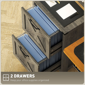 Vertical Filing Cabinet with 2 Drawers, Rustic Farmhouse Office Storage Cabinet for A4, Letter Size – view 11