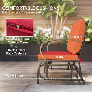 2-Person Outdoor Glider Chair, Patio Double Rocking Loveseat with Steel Frame and Cushions for Backyard – view 11
