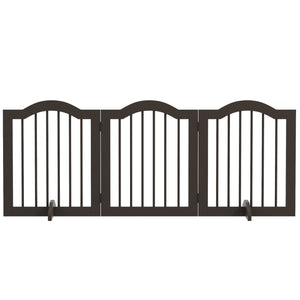 24"H Foldable Dog Gate, 3 Panels Freestanding Pet Gate Barriers Indoor with Support Feet – view 3