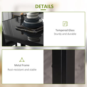 5-Piece Rectangular Glass Kitchen Table and Chairs with Metal Frame and Faux Leather Upholstery for Dining – view 11