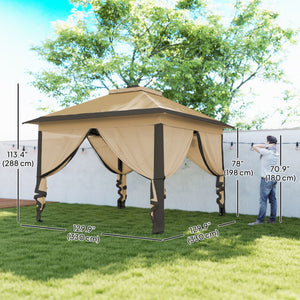 11' x 11' Pop Up Gazebo, Double Roof Foldable Height Adjustable Canopy Tent with Mesh Sidewalls – view 2