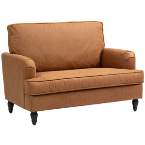 Modern Accent Chair, Leathaire Armchair with Turned Legs and Wide Seat, Comfy Chair for Living Room, Brown