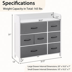 Fabric Dresser with 7 Drawers for Bedroom-White view 5