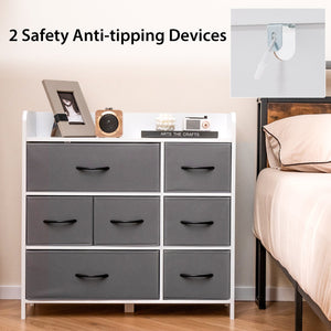 Fabric Dresser with 7 Drawers for Bedroom-White view 7