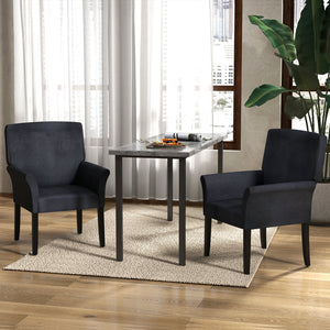 Fabric Upholstered Executive Guest Armchair with Rubber Wood Legs-Black view 3