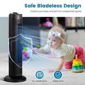 Fantask 35W 28 Inch Quiet Bladeless Oscillating Tower Fan-Black view 8