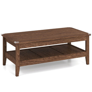 Farmhouse Coffee Table Rustic Cocktail Center Table with Thickened Tabletop-Walnut