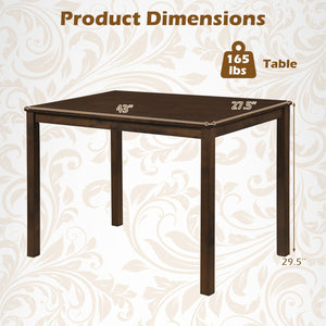 Farmhouse Kitchen Table for 4 with Solid Rubber Wood Frame for Dining Room-Brown view 4