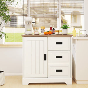 Farmhouse Sideboard Buffet Cabinet Kitchen Pantry with Sliding Doors-White view 2