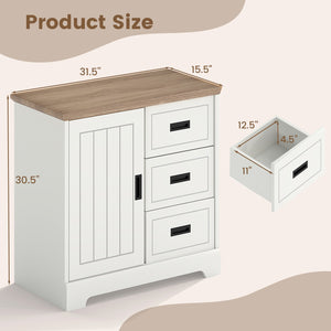 Farmhouse Sideboard Buffet Cabinet Kitchen Pantry with Sliding Doors-White view 5