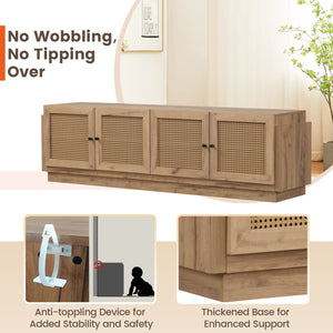 Farmhouse TV Stand for TVs up to 75 Inches with 2 Cabinets-Oak view 9