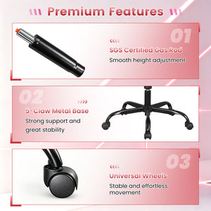 Faux Leather Upholstered Office Chair with Removable Head Pillow and Rocking Function-Pink view 8