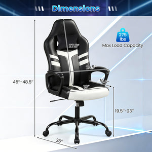 Faux Leather Upholstered Office Chair with Removable Head Pillow and Rocking Function-White view 4