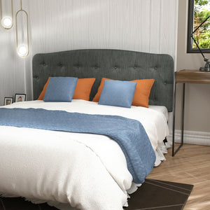 Faux Linen Headboard with Adjustable Heights-Dark Gray view 6
