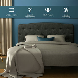 Faux Linen Headboard with Adjustable Heights-Dark Gray view 8