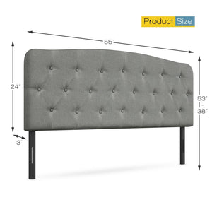 Faux Linen Headboard with Adjustable Heights-Light Gray view 5