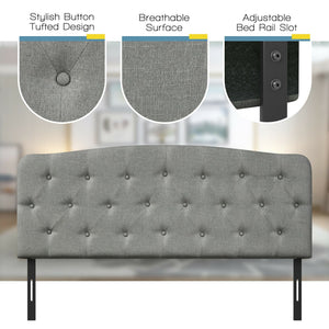 Faux Linen Headboard with Adjustable Heights-Light Gray view 7
