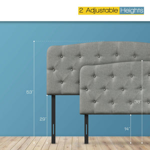 Faux Linen Headboard with Adjustable Heights-Light Gray view 8