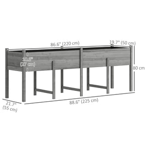 Wooden Raised Garden Bed Planter, Large Elevated Planter Box with Legs, Bed Liner and Drain Holes, Grey – view 2