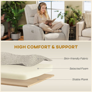 Power Recliner Chair, Dyed Fabric (Like Leathaire) Upholstered Recliner Chair with USB Ports, Footrest – view 4