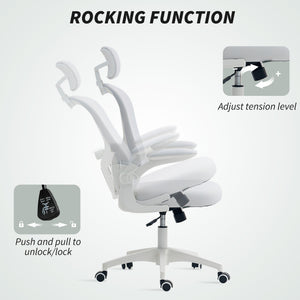 Office Chair, Mesh Computer Desk Chair with Adjustable Headrest, 4D Lumbar Support, Flip-up Arm, Grey – view 18