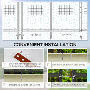 4-Panel Swimming Pool Fence, Aluminium Rustproof Pool Fencing, Overall Size 4' x 12', Black