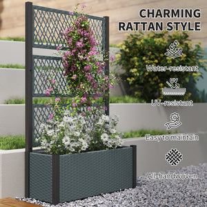 Wicker Outdoor Planter with Trellis, 58" Standing Garden Bed with Liner – view 6