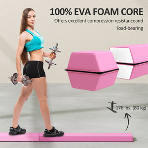 Soozier 7ft Folding Balance Beam, Gymnastics Equipment with Anti-Slip Bottom for Kids Home Training, Multicolour