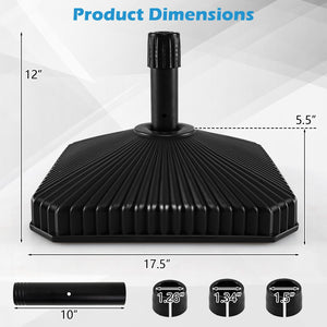 Fillable Umbrella Base with Shell Texture and 3 Coupler Sizes-Black view 4