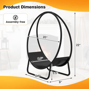 Firewood Log Hoop 20 Inch Round Heavy-duty Metal Curved Log Rack with Stand view 5