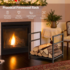 Firewood Log Rack with Unique Handle and Raised Feet-Black view 3
