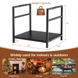 Firewood Log Rack with Unique Handle and Raised Feet-Black view 4